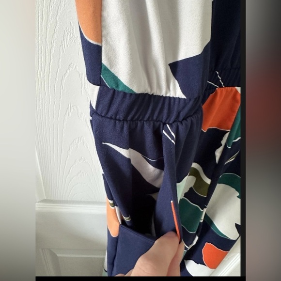 Cuddl Duds Flexwear Short Sleeve Jumpsuit Floral Navy Multicolored Sz M - Picture 3 of 7